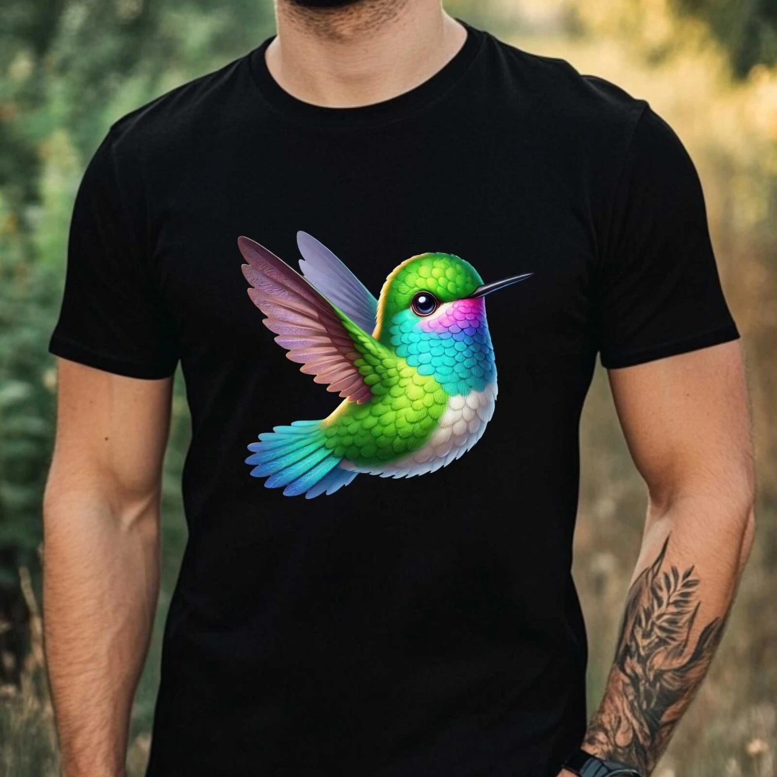 T-Shirt Herren Kolibri Motiv Baumwolle Größe XS bis 5XL XXL