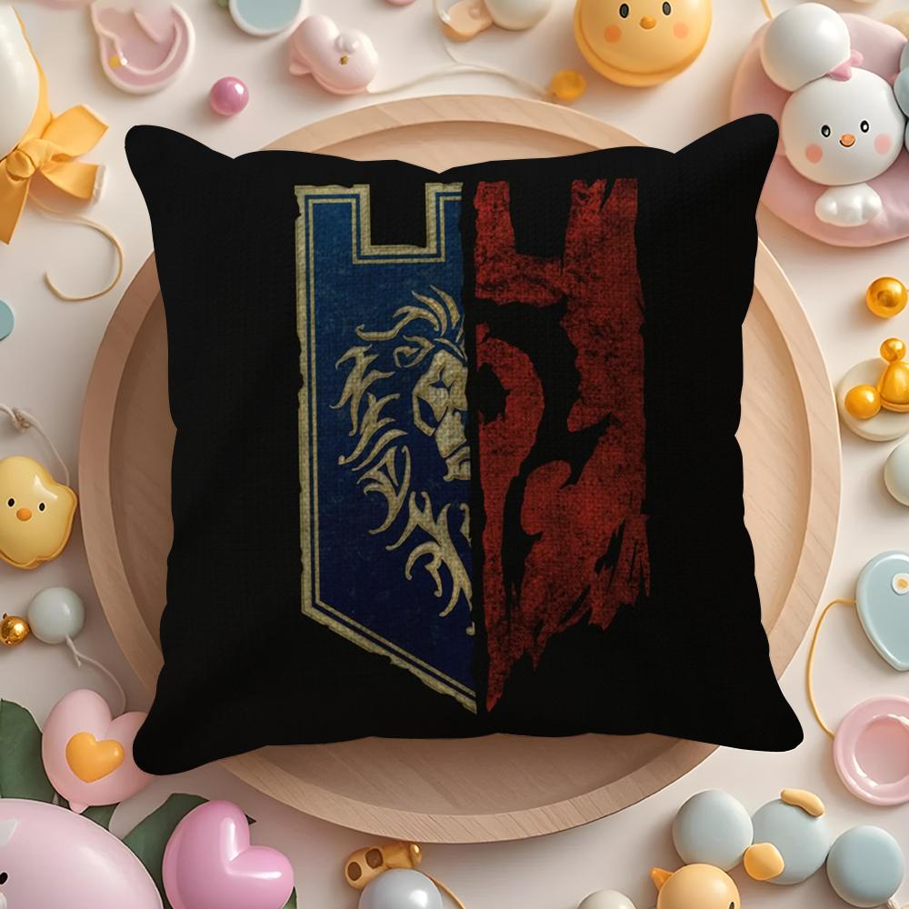 Warcrafts Of World W-Wow Game Cushion Cover Summer Coolness Linen Fabric Double-Sided Printing Pillow Case Sofa Home Decor Gift