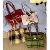 Autumn Plaid Women Double-Sided Woolen Shoulder Bags Large Capacity Ladies Suede Casual Tote Letter College Style Girls Handbags