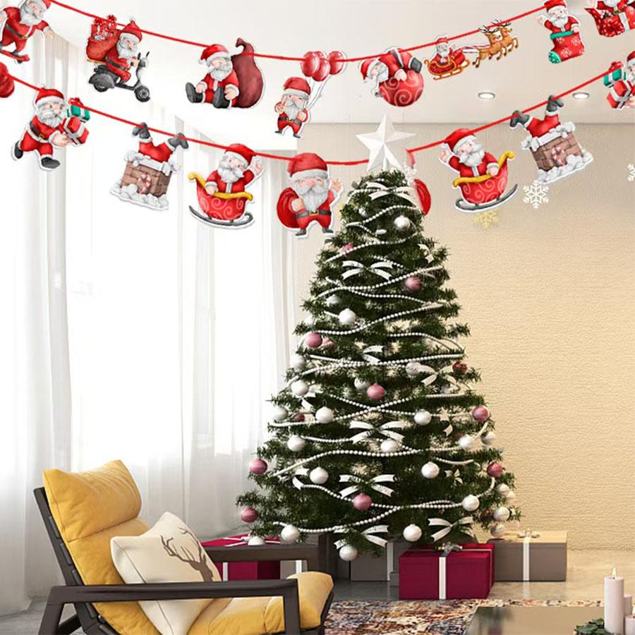 2025 New Christmas Decorations: Santa Claus, Flag Pulling, Party Atmosphere, Decorations, Christmas Scene Decorations