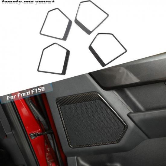Front & Rear Door Speaker Horn Frame Trim Cover For Ford F150 + Carbon Fiber