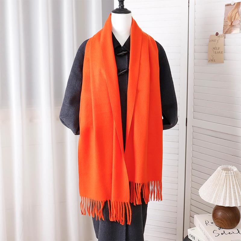 New Designer Luxury Women Warm Scarf Winter Cashmere Shawls Thick Solid Neckerchief Hijab Wraps Tassls Pashmina Foulard