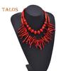 2 Pcs/Set Women Necklace Set Faux Coral Stackable Bohemian Rice Bead Adjustable Length Smooth Lady Vacation Beach Neck Jewelry