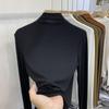 Women's Elastic Slim-Fit Long-Sleeve Half-High Collar Fleece T-Shirt - Soft, Skin-Friendly, 2022 Autumn/Winter Collection