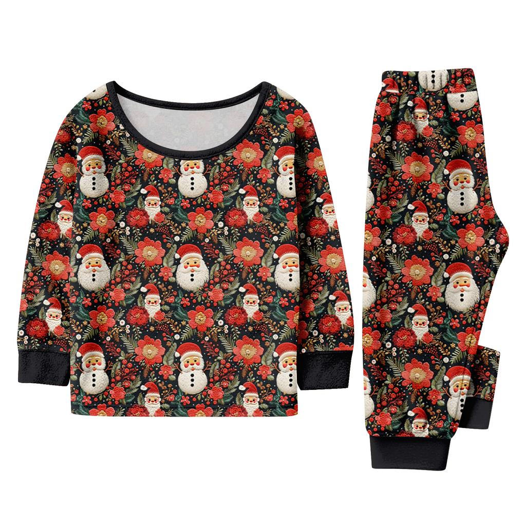 Set de pijama din flanelă cu imprimeu de Crăciun coordonat pentru familie, cu bluză cu mânecă lungă și pantaloni