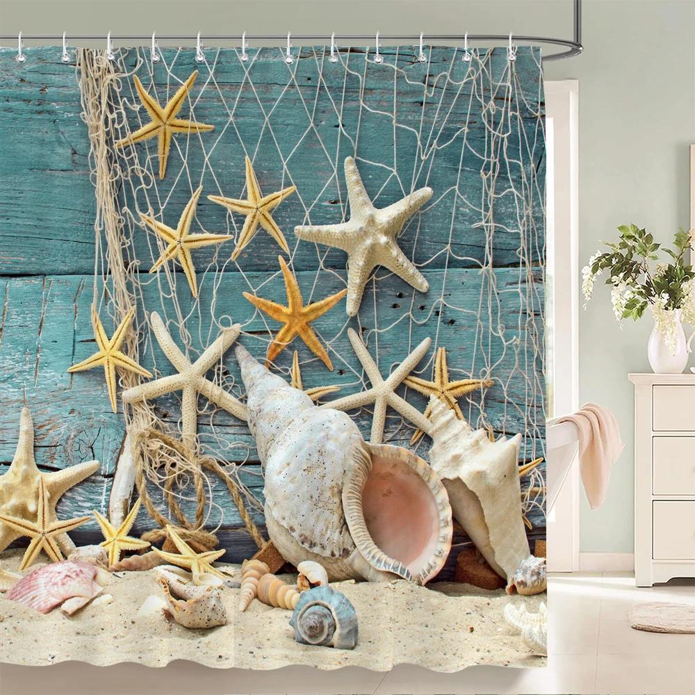 3d Strand Landschaft Duschvorhänge Meer Ozean Mittelmeer Badezimmer Vorhang Wasserdichte Stoff Dekoration 180*240 cm Bad Vorhang
