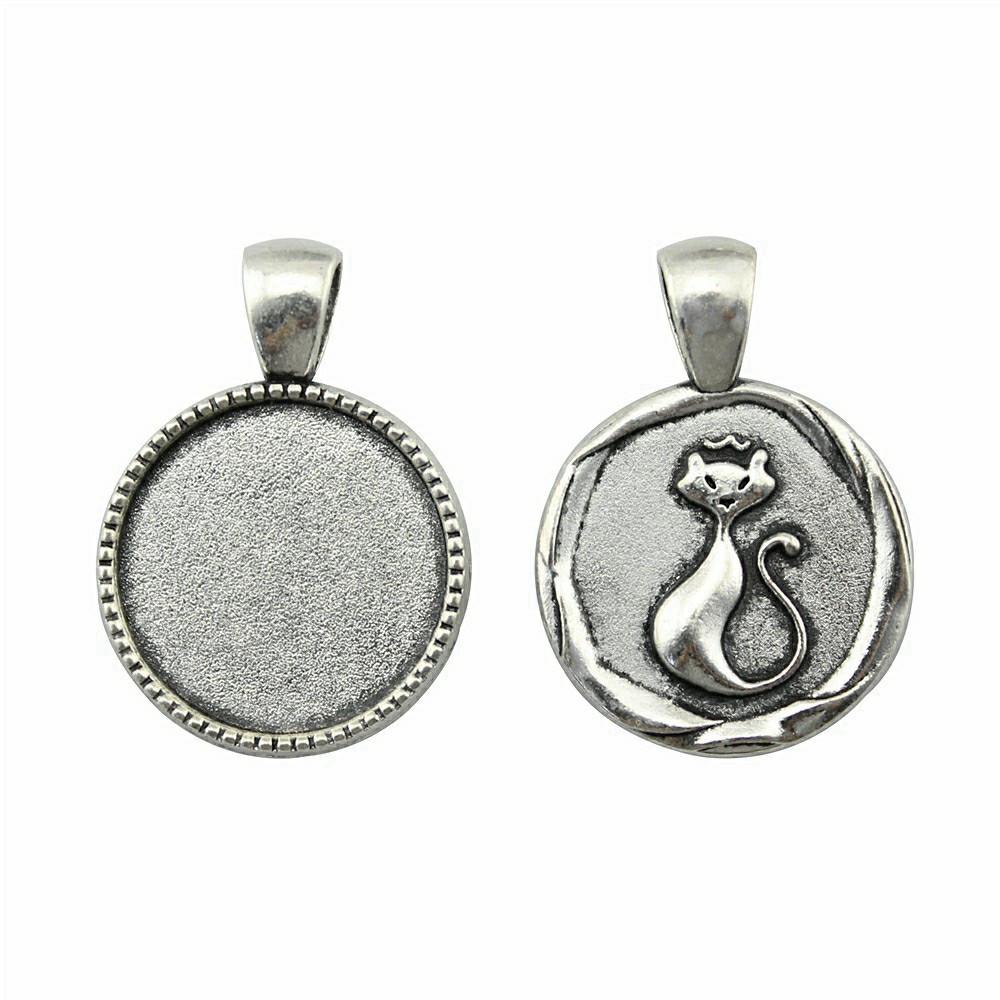 Fit 20mm Round Cabochon Bezel Pendant Setting Handmade Craft Blanks Frames