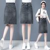 Frühling Sommer Übergröße Rock für Damen Hohe Taille Große Größe Schlitz Jeansröcke Schlank Femme