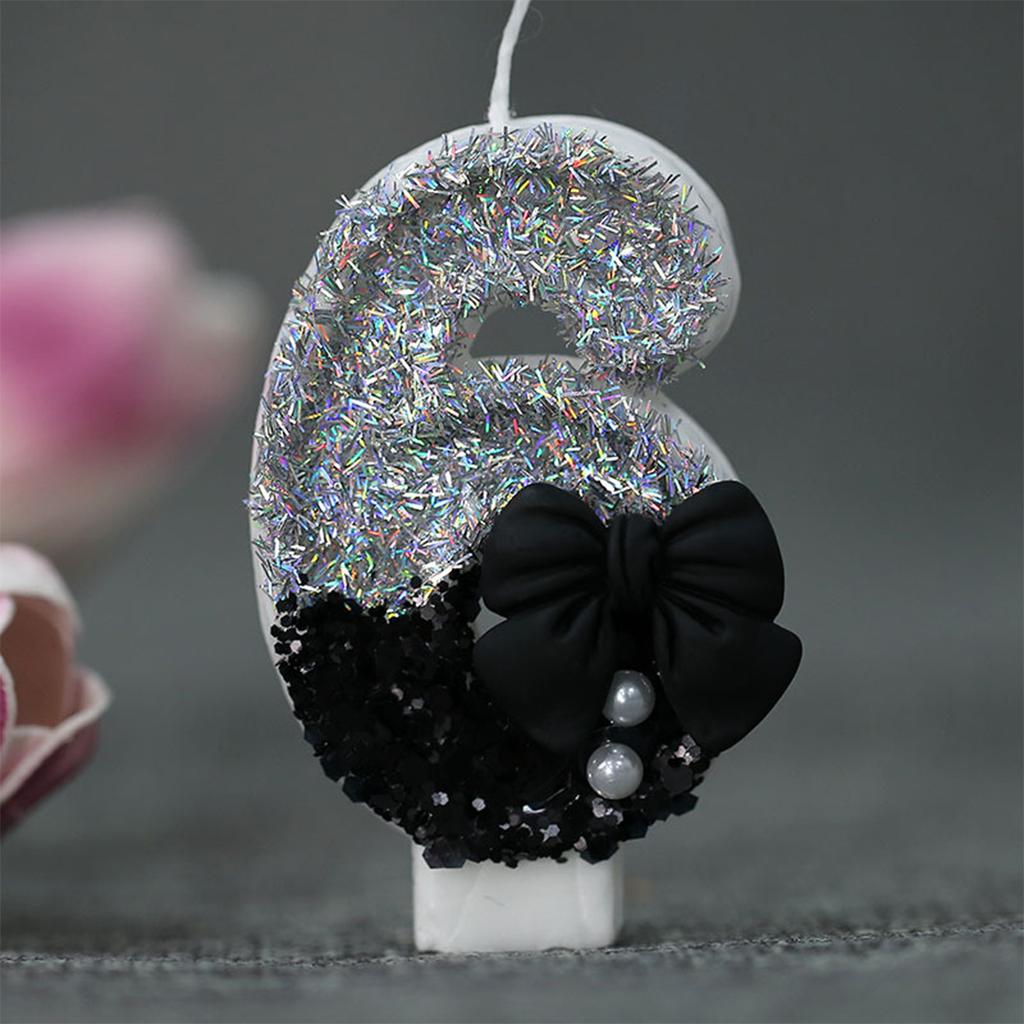 0-9 Birthday Candles, 2.95 Inch Pink Bow Glitter Number Candles Cake Topper Decorations for Kids Girls Adults Birthday Wedding A