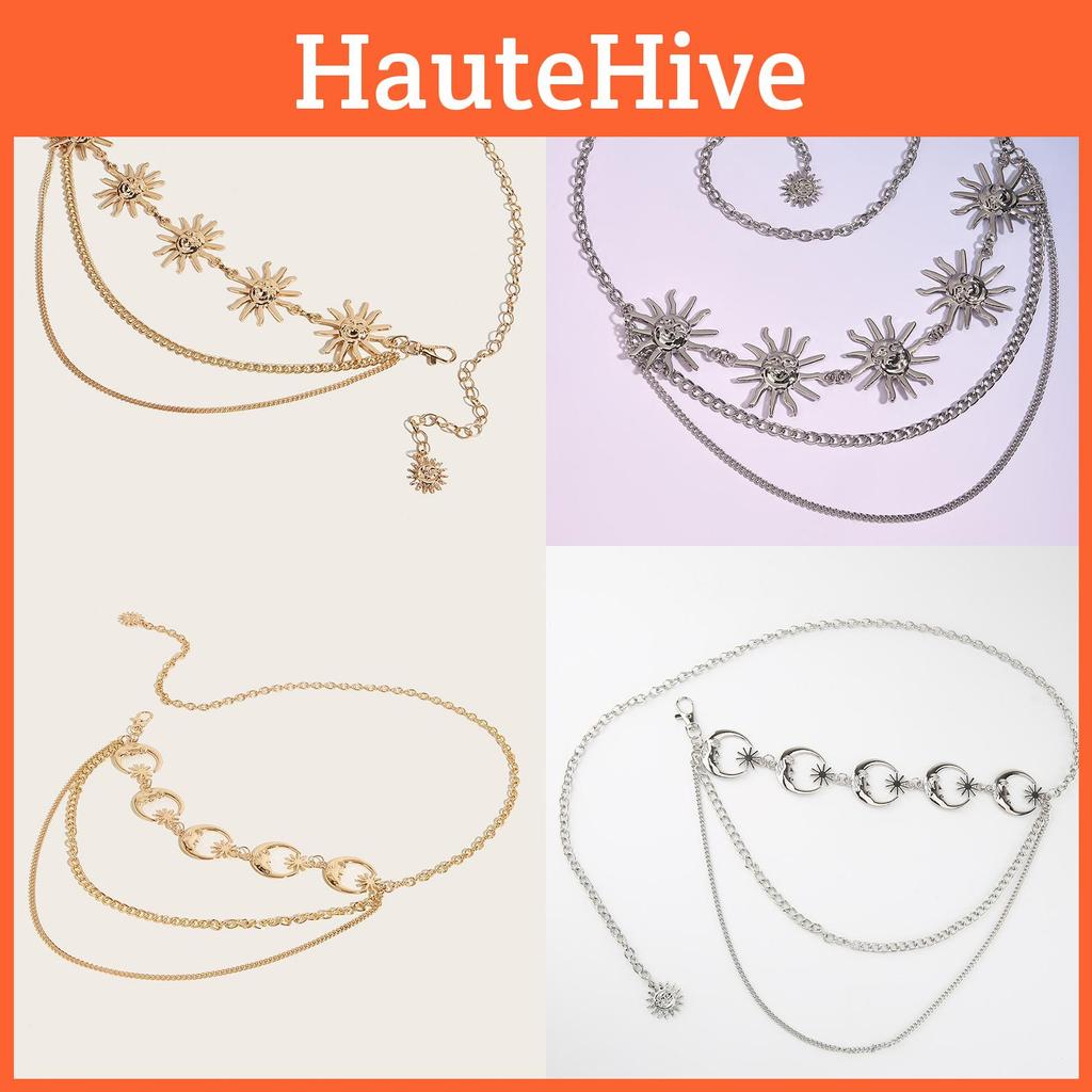 Moon Shaped Sun Metal Waist Chain Womens Belt Fashion Accessories Clothing