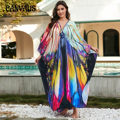 Summer Women's Printed Beach Cover-up Loose Plus Size Holiday Sun Shirt Bikini Cover-up
