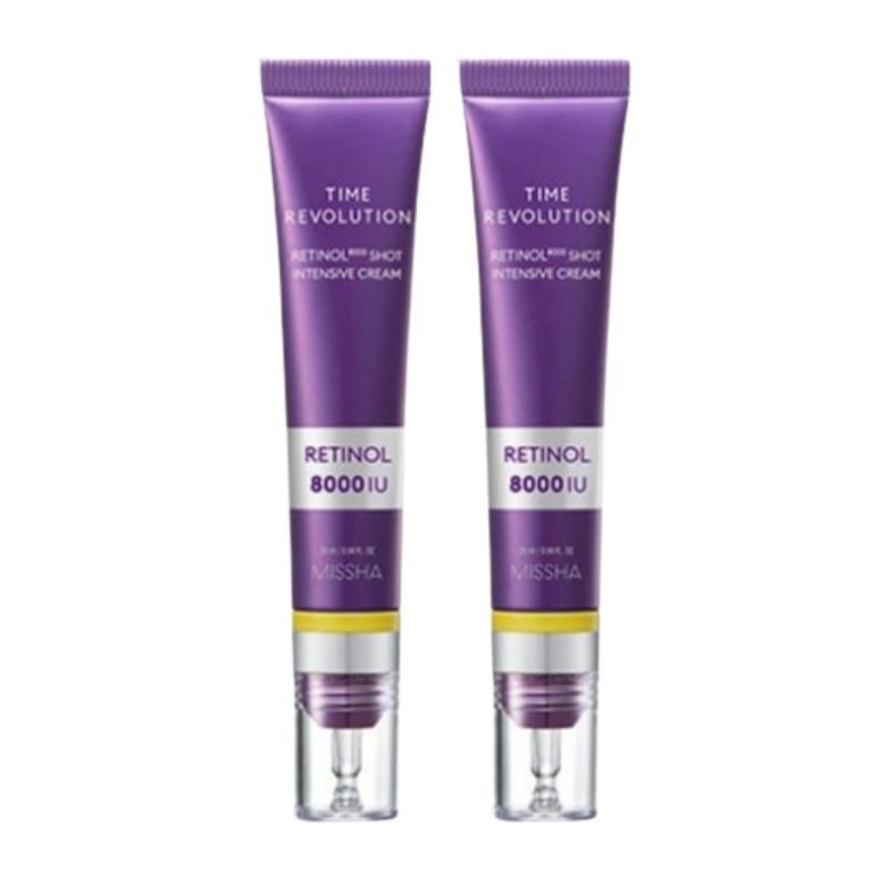 MISSHA Time Revolution Retinol 8000 Shot Intensive Cream 25ml x2 – Night Retinol Pore & Wrinkle Care Gel Cream 25ml 2ea