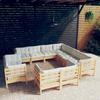 Day and Night - Day and Night Garden Furniture 11 Pieces and Cushions Solid Cream Pine Wood