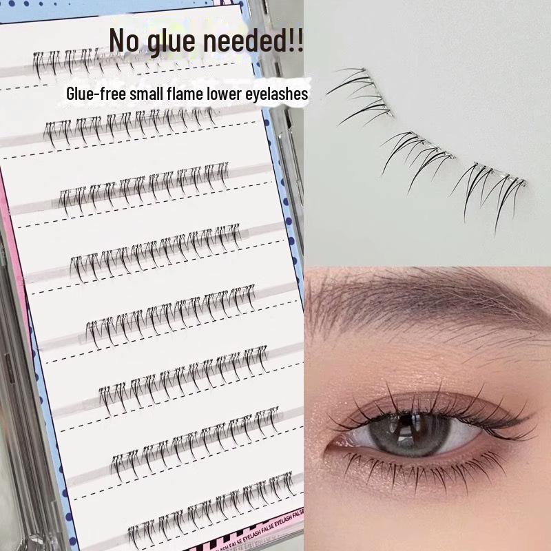 Qiaomufang No-Glue 5D Self-Adhesive False Eyelashes - Natural, Quick-Stick, Segmented Clusters