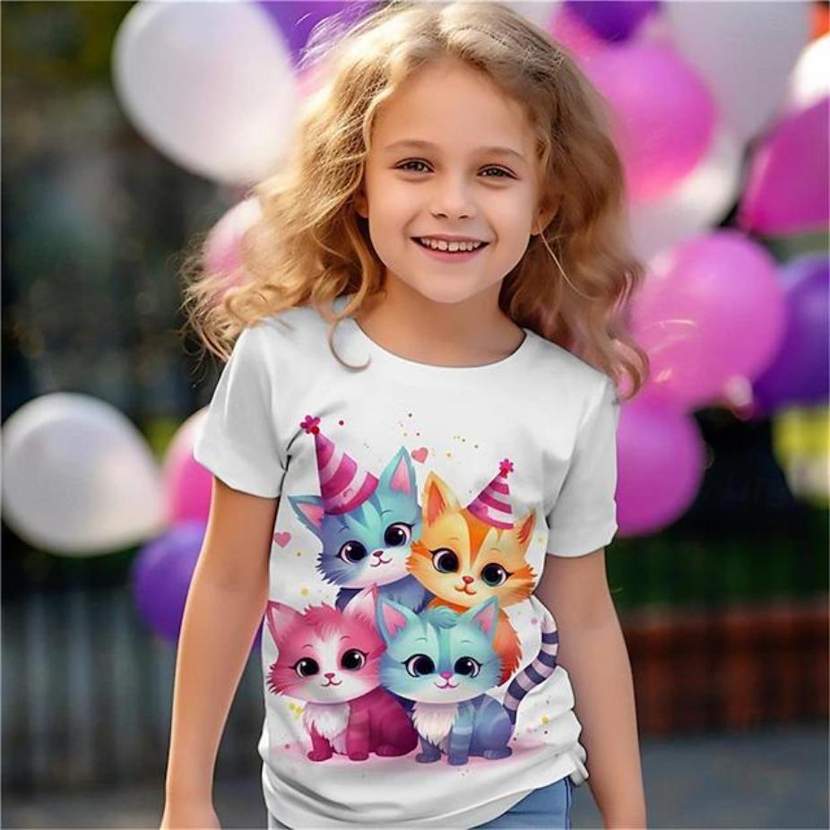 Kids T-shirts Short Sleeve 3d Print T Shirt O Neck Tops Polyester Casual Sportwear Comfortable Tees
