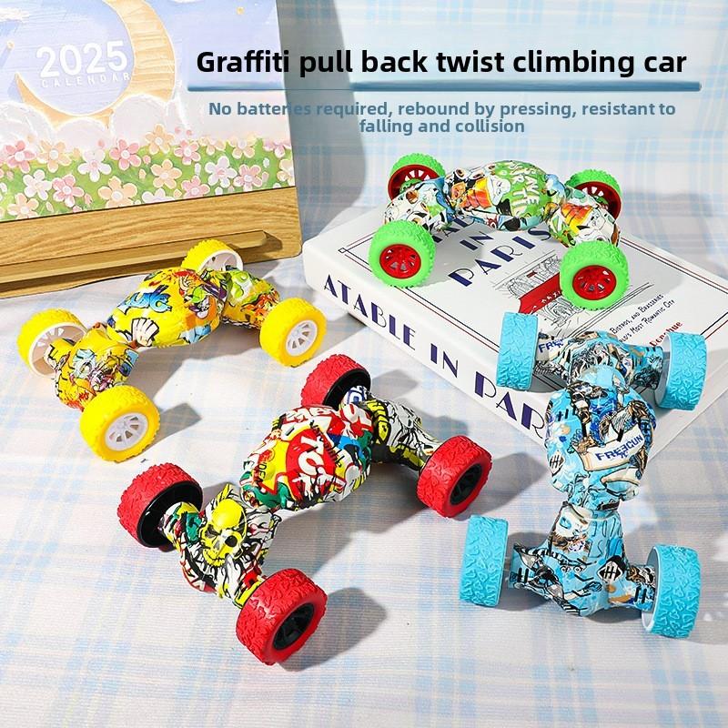 Offroad Childrens Inertia Car Toy With Cartoon Graffiti And Press Design Rebound