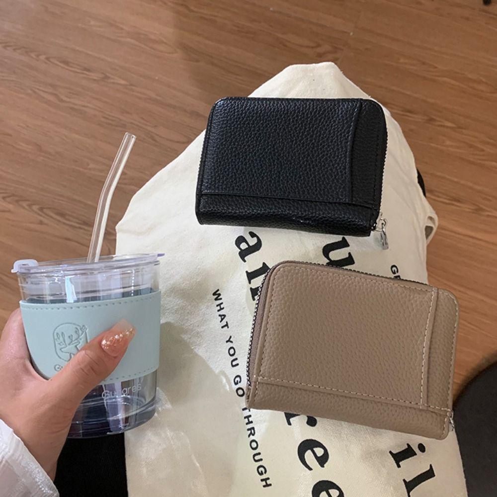 PU Short Wallet Solid Color Women Coin Purses Fashion Leather Card Holder  Outdoor