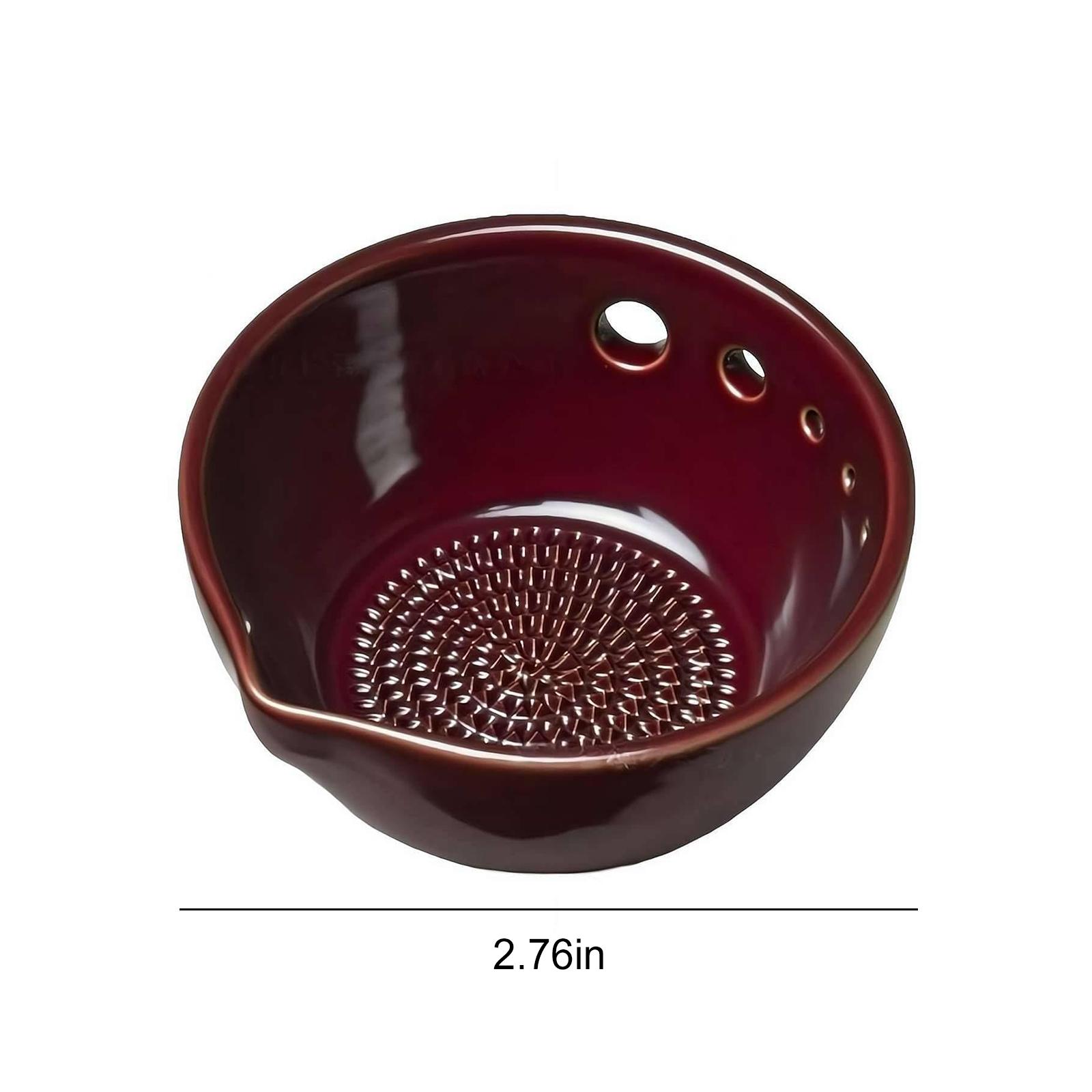 

Handmade Garlic Grater & Herb Bowl 2-In-1 Herb Stripper Bowl,Efficient Stoneware Herb Stripping Tool 5 Hole Sizes Kitchen Tools кавовий