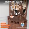 Corner Industrial Bar Cabinet, Wine Table for Liquor & Glasses, Sideboard Buffet Cabinet with Glass Holder, Freestanding Farmhouse Wood Coffee Bar