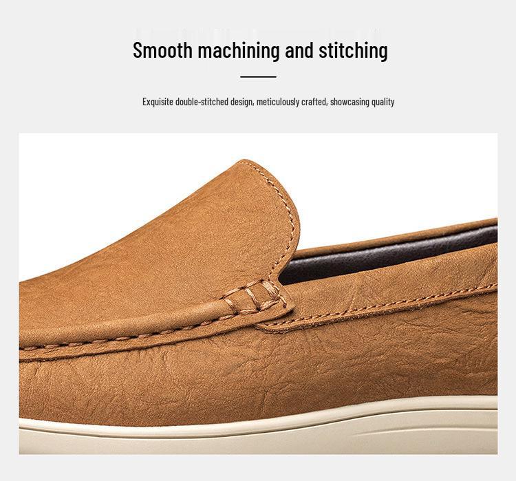 Men's Genuine Leather Slip-on Loafers - Spring Cowhide Casual Shoes