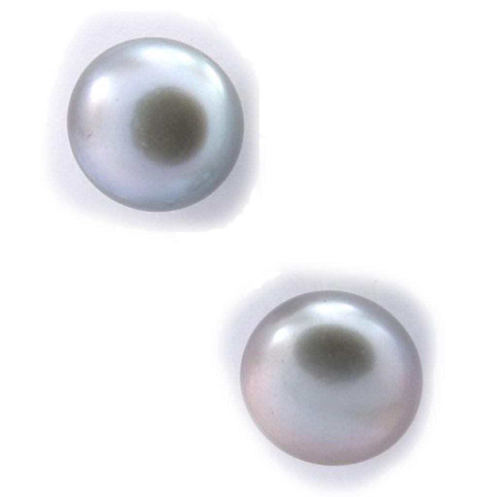 Les Trésors De Lily [K1118] - Gray 'Perla' Earrings 8-9 Mm