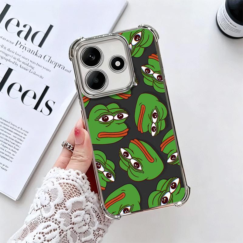 Funny Sad Forg P-Pepe Meme Plating Phone Case For Xiaomi Redmi Note 14 15 Pro Plus 13 12 11 11S 11T 10 9S 9 5G Anti-Fall Airabag