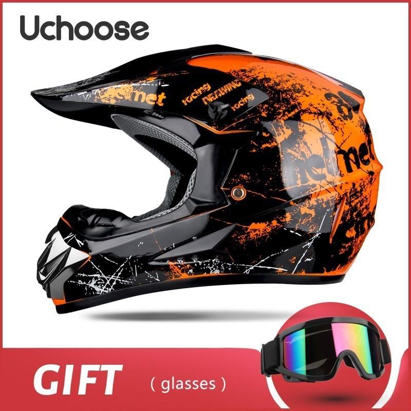 Free Gift Kids Protective Helmet Motocross Motorcycle Moto Bike Full Face Helmet Adult Women Racing Sports Off-road Scooter ATV