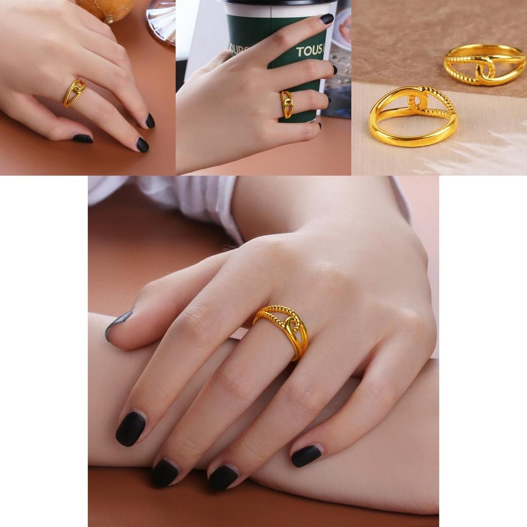 Chic Brass Gold Plated Twist Design Couple Ring Ideal For Fashion Forward Women