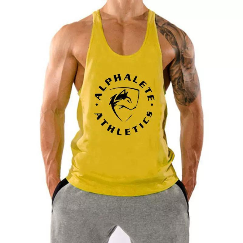 Men's Fitness Tank Top for Muscle Training, Loose Fit, Racerback, Sports Running, Cotton Sleeves, Trendy Style