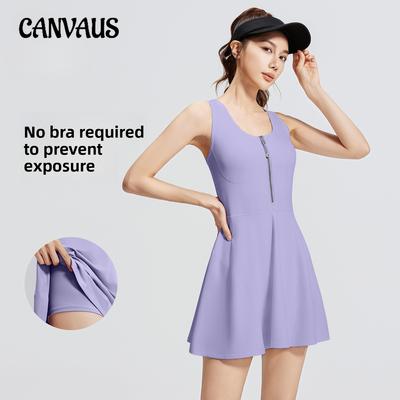Einteiliges Kleid mit Reißverschluss für Damen, blickdichte Basis, Outdoor-Lauf- und Fitness-Sportkleid