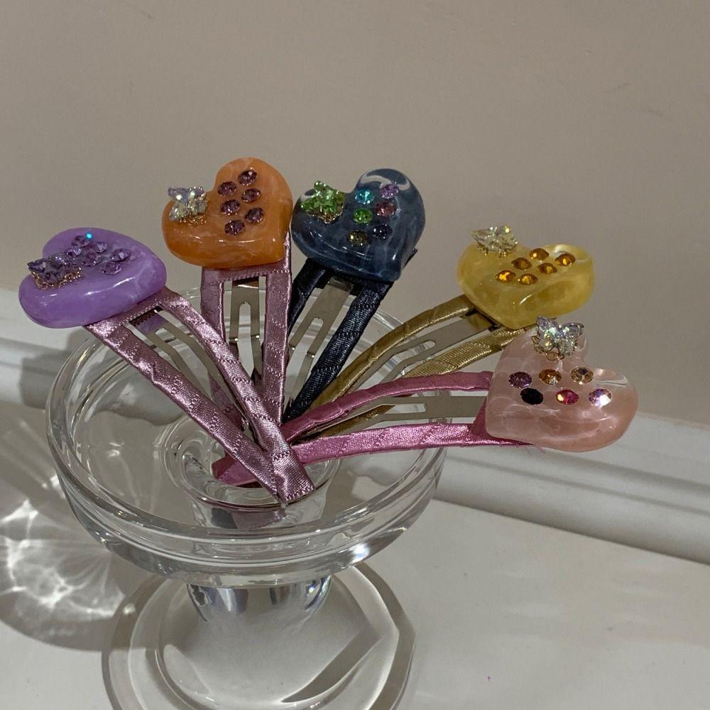 Butterfly Acetate Hairpin Bangs Clip Heart Hair Clip Sweet Rhinestones Hairpin  Kids