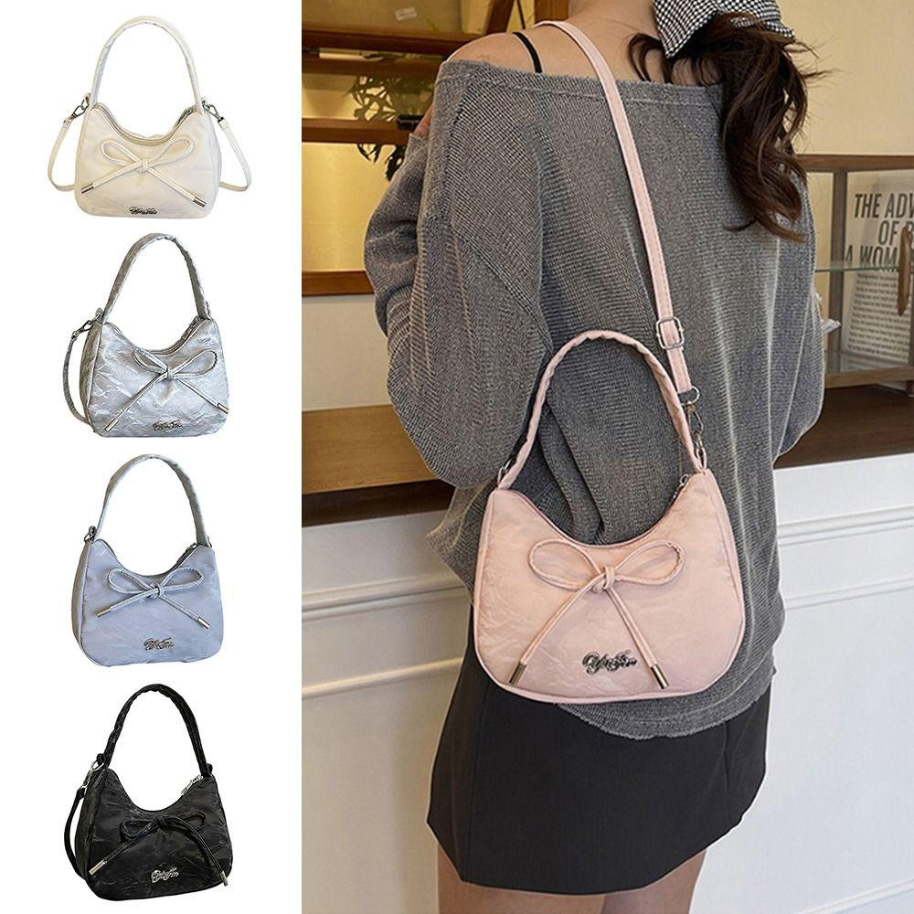 Underarm Bag Solid Color Shoulder Bag High-end Portable Crossbody Bag Butterfly Knot Small Size Handbag Versatile Use
