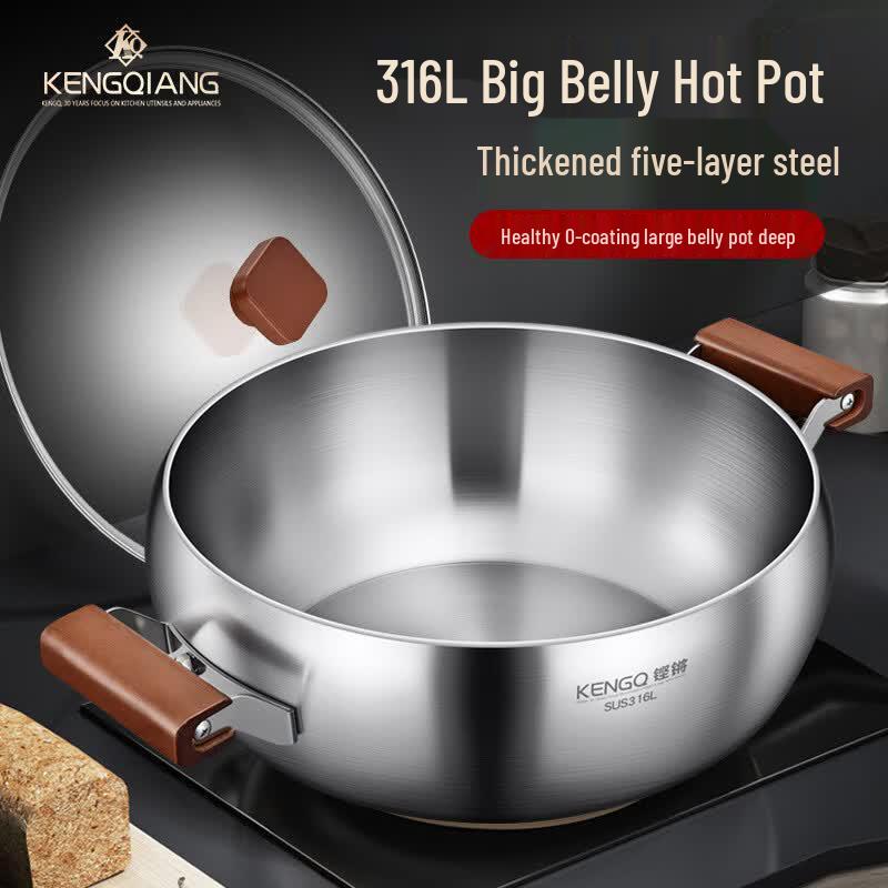 GOWKE 316L Stainless Steel Hotpot & Soup Pot