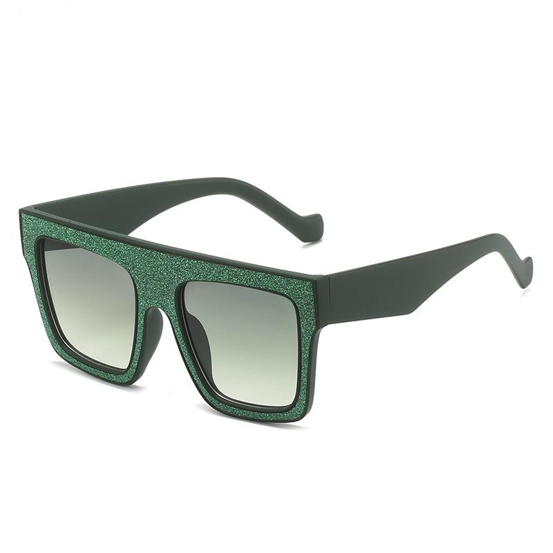 Sunglasses Women'S Trend Large Frame Square Sticky Leather Sunglasses Wear Wind Shade Glasses Men