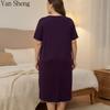 Long Robe Nightgown Plus Size Women Pajamas 3/4 Sleeve Short Sleeve Solid Color Long Sleepwear Home Clothes