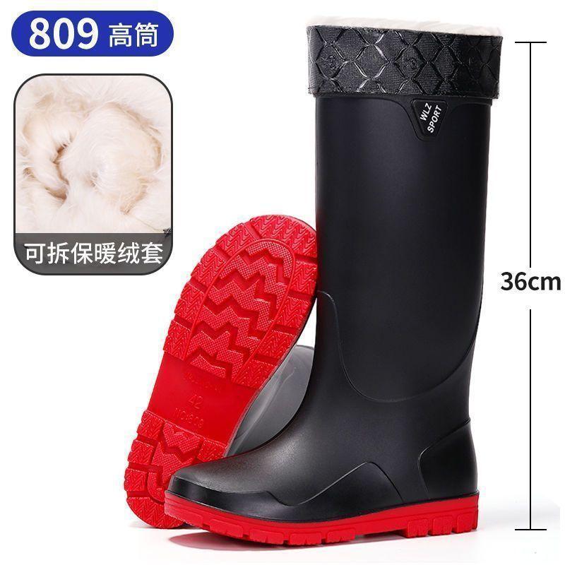 Rain shoes men's British new non-slip waterproof short tube thick-soled water shoes construction site overshoes thermal rain boots men