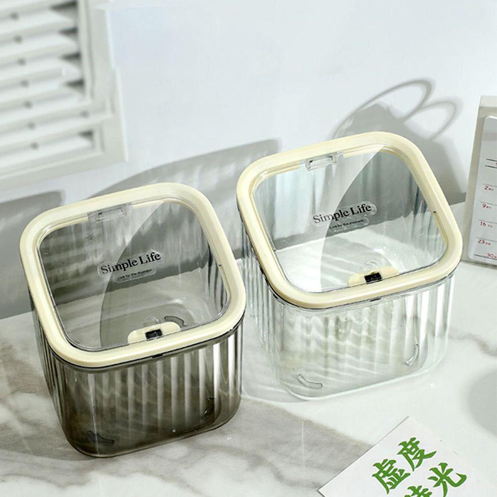 With Lid Transparent Storage Box Dust Proof Desktop Storage Box New Mini Trash Can Desktop