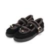 Cowhide Suede Fur Mary Jane Loafer Bbh558bk