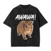 Arrival Rock Hyrax Awawa Cute Hyrax Meme Washed Mens Women Clothes Tee Shirt Graphic T-Shirts for Men Ropa Hombre