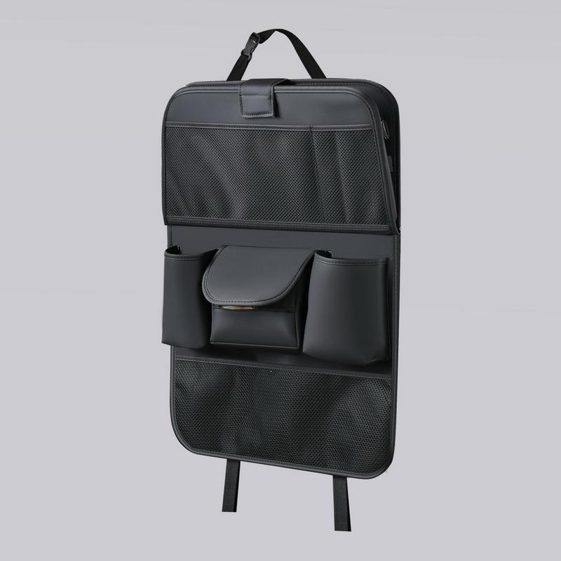 1Pc Long Car Seat Back Storage Bag, Leather Rear Seat Storage, Car Seat Rear Hanging Pocket, Foldable Office Desk Board