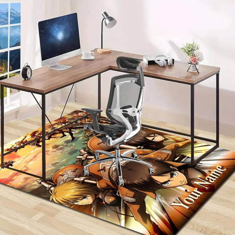 Attack on Titan Design Area Rug Personalized Name- Non-Slip, Soft & Cozy Floor Mat for Living Room, Office - Indoor/Outdoor Carpet