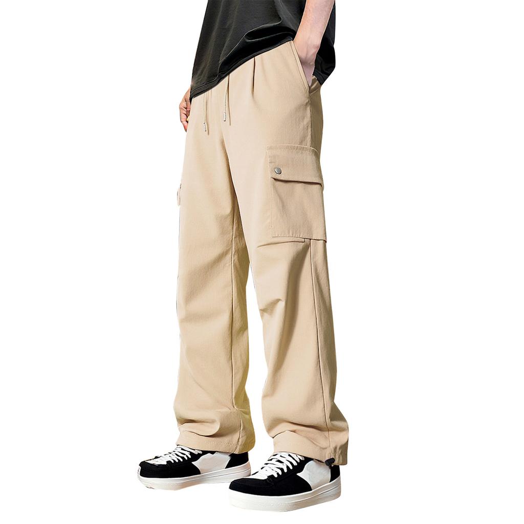 Men's Solid Color Loose Pocket Work Trousers Men's Casual Fashion Work Trousers