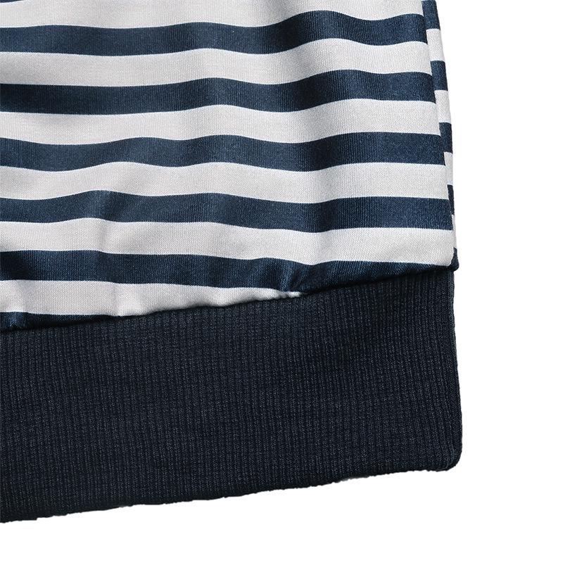 European American Retro Style Bow-Decorated One-Shoulder Striped Women's Hoodie