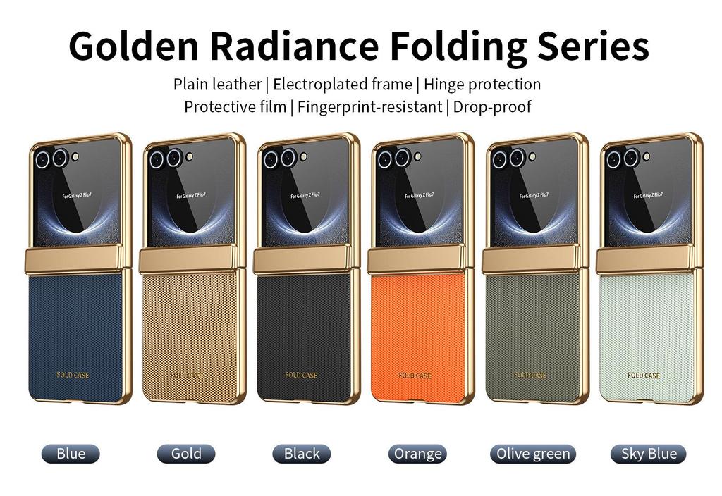Cross-border Compatible Samsung Z Flip7 Electroplated Diamond Leather Phone Case with Foldable Full Coverage Hinge.