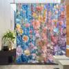 1pc Floral Shower Curtain Medieval Style Bathroom Decor Polyester Fabric with 12 Hooks
