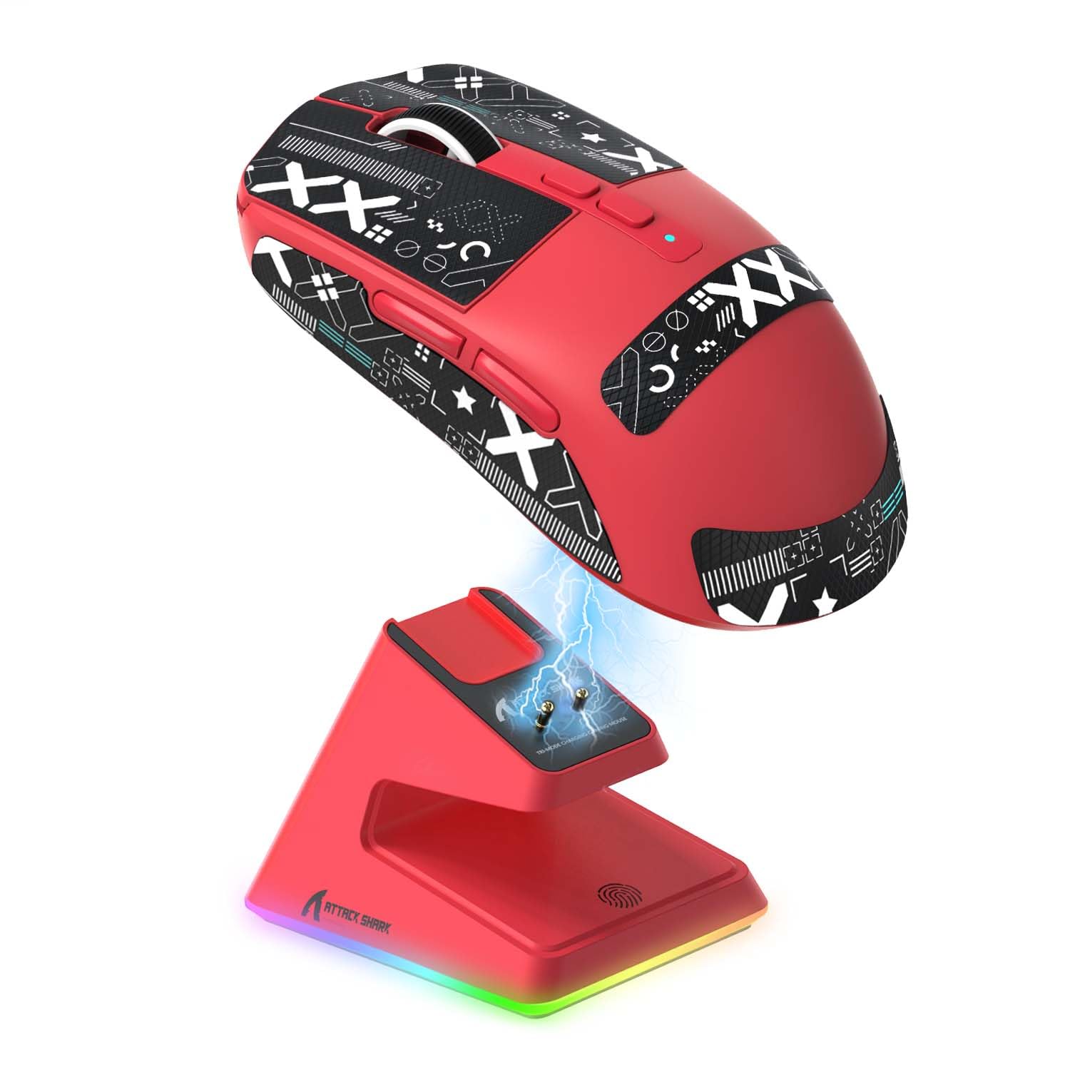 

MAMBASNAKE x ATTACK SHARK X6 Gaming PAW3395 Wireless DPI 26000 200 Hours of Continuous Magnetic RGB Charging Red Sticker Ultra-Lightweight Mouse, 49g,