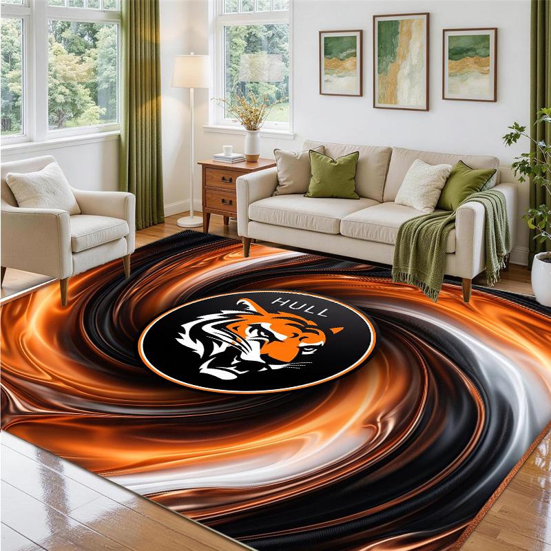 Hull City Football Design Crystal Velvet Rug Soft Decorative Mat for Bedroom Entrance