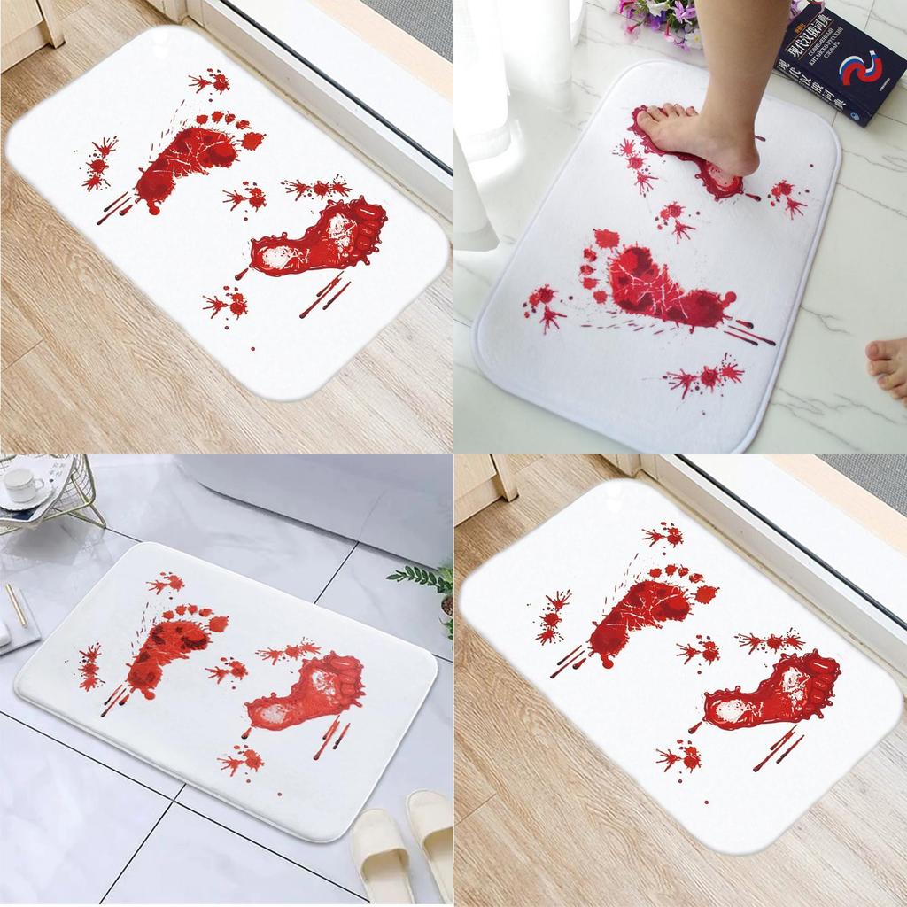 Halloween Blutfußabdruck Muster Bodenmatte mit wasserwaschbarem Material für Wohnzimmer und Küche