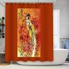 Japanese Geisha Bath Curtain Vintage Kimono Shower Curtain Traditional Floral Art Decor Japanese Style Bathroom Decor
