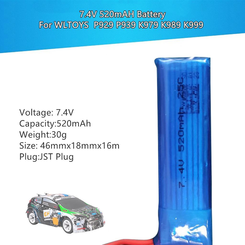 Upgrade 7.4V 520mAH Battery For WLTOYS P929 P939 K979 K989 K999 1/28 RC Car